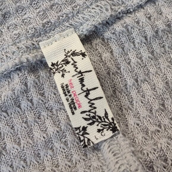 Free People Shirt Womens Sz L Gray One of the Girls Henley Waffle Long Sleeve - Picture 9 of 11